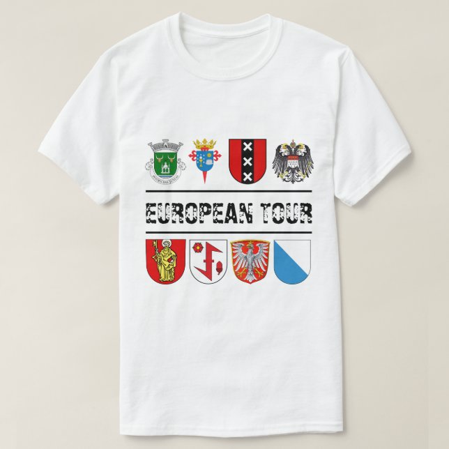 Kundengebundenes Wappen europäischen Ausflug T-Shirt (Design vorne)