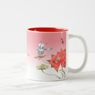 Kundengerecht: Chinesische Blumen und Vogel Zweifarbige Tasse