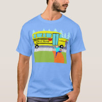 Kundengerecht, den Schulbus-T - Shirt fangend