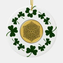 KUNDENGERECHT!  Kleeblätter - Goldirischer Celtic Keramikornament