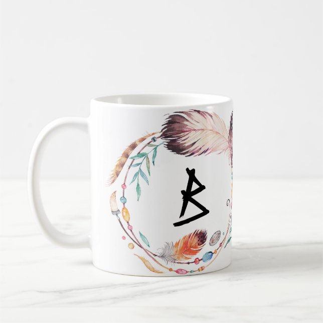 Kundengerechte Boho Monogramm-Kaffee-Tasse Kaffeetasse (Links)