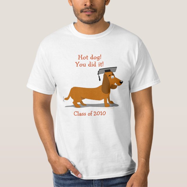 Kundengerechte Dackel-HundeAbschluss-Schablone T-Shirt (Vorderseite)