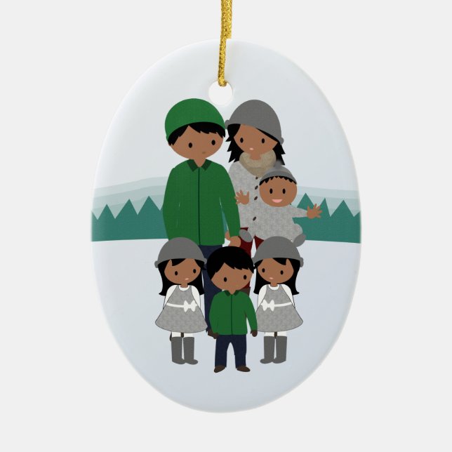 Kundengerechte Familie von sechs Keramikornament (Vorne)
