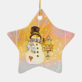 Kundengerechte Feiertage - Schneemann in einer Keramik Ornament