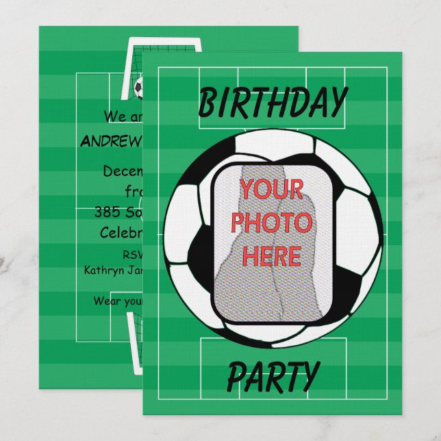 Kundengerechte Fotofußbalball-Party Einladungen (Vorne/Hinten)