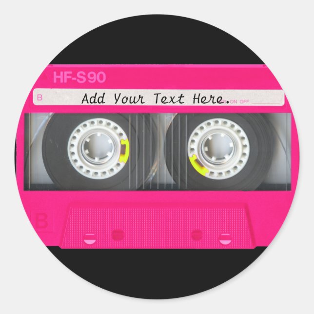 Kundengerechte Girly rosa Kassette Runder Aufkleber (Vorderseite)