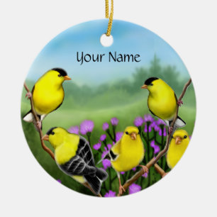 Kundengerechte Goldfinches in der Keramik Ornament