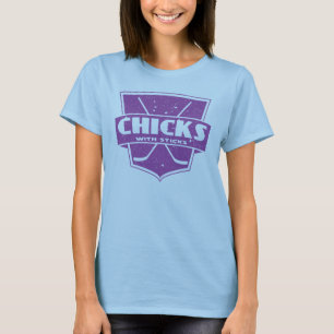 Kundengerechte Hockey-Küken mit Stock-T-Shirt T-Shirt
