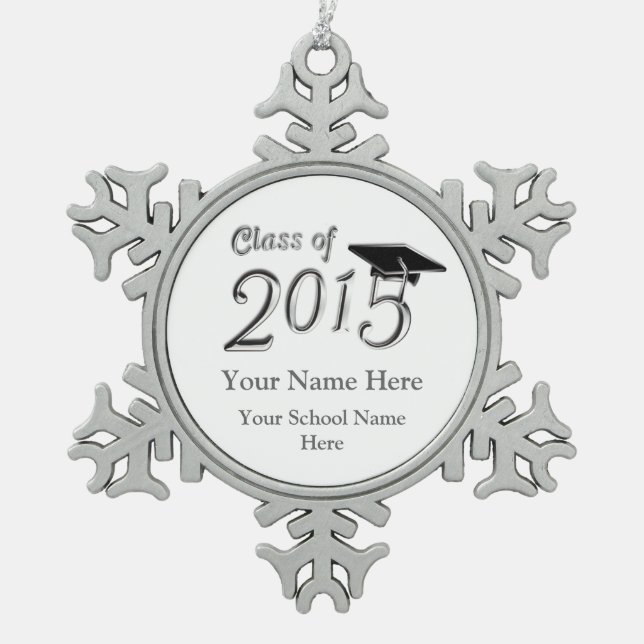Kundengerechte Klasse von 2015 Schneeflocken Zinn-Ornament (Vorderseite)