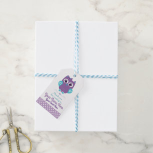 Kundengerechte lila aquamarine Eule danken Ihnen Geschenkanhänger