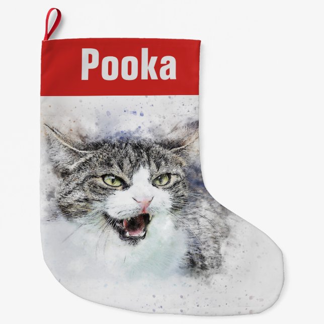 Kundengerechte Maine-Waschbär-Katze Großer Weihnachtsstrumpf (Vorderseite)