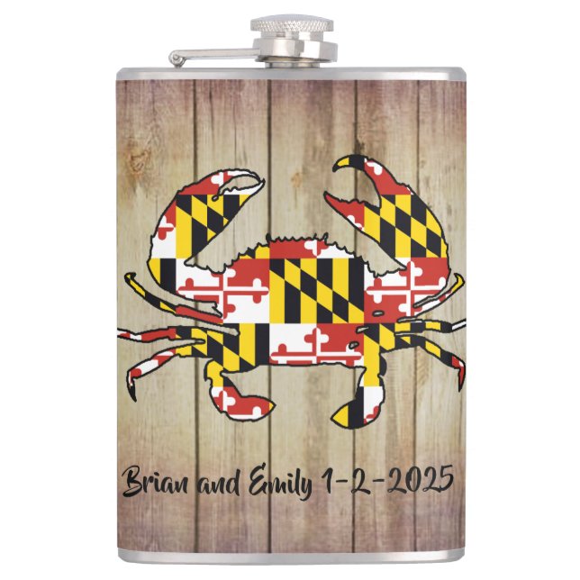 Kundengerechte Maryland-Flaggenholzflasche Flachmann (Vorderseite)