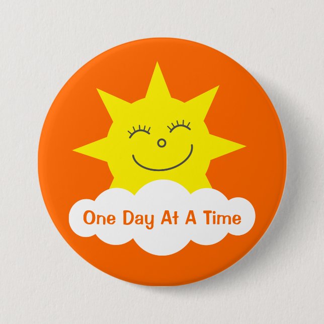 Kundengerechte Orange ODAAT glücklicher CartoonSun Button (Vorderseite)