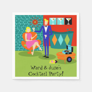 Kundengerechte Retro Martini-Paar-Papierservietten Serviette