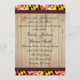 Kundengerechte rustikale Maryland-Flaggenhochzeit Einladung