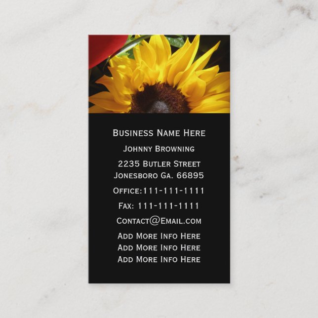 Kundengerechte Sonnenblume-Visitenkarte Visitenkarte (Vorderseite)