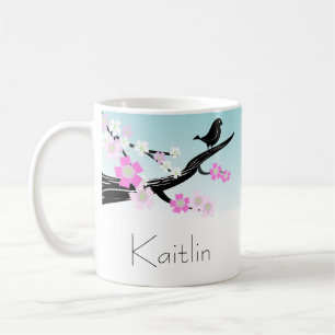 Kundengerechte Spatzenvogel-Kirschblüten grafisch Kaffeetasse