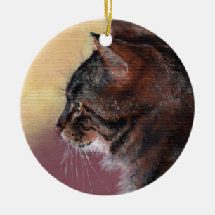 Kundengerechte Tabby-Katzen-Verzierung Keramik Ornament