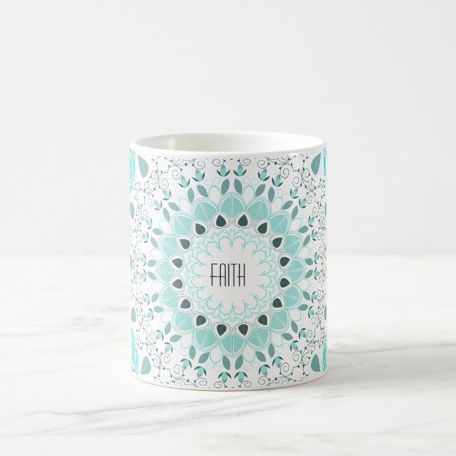 Kundengerechte Türkis-Kunst-Dekomandala-Tasse Kaffeetasse (Mittel)