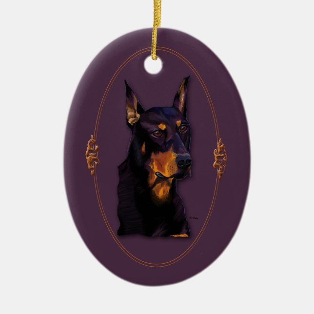 Kundengerechte Verzierung des Dobermanns Keramikornament (Vorne)
