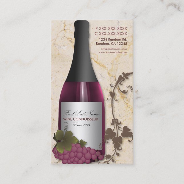 Kundengerechte Wein-Weinrebe-Visitenkarten Visitenkarte (Vorderseite)
