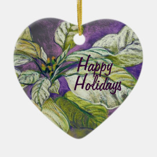 Kundengerechte weiße Poinsettia-Verzierung Keramikornament