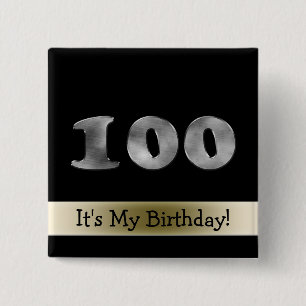Kundengerechter 100. Geburtstags-silberne Zahl 100 Button