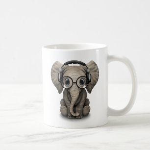 Kundengerechter Baby-Elefant DJ mit Kopfhörern Kaffeetasse