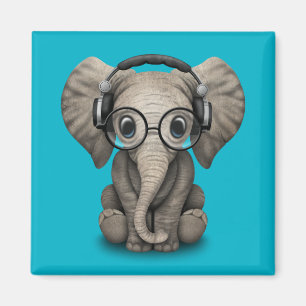 Kundengerechter Baby-Elefant DJ mit Kopfhörern Magnet
