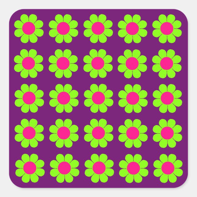 Kundengerechter Blumen-Power Quadratischer Aufkleber (Vorderseite)