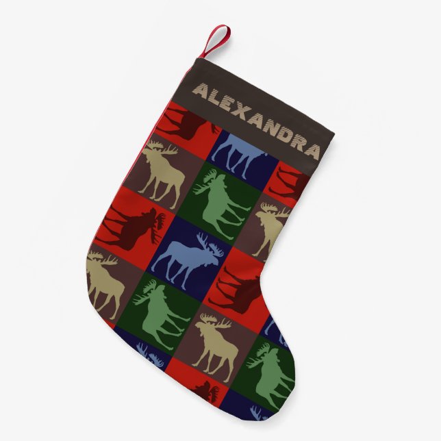 Kundengerechter bunter Elche WeihnachtsStrumpf Kleiner Weihnachtsstrumpf (Vorderansicht (hängend))