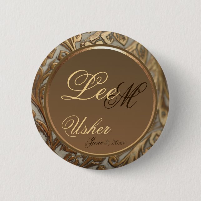 Kundengerechter eleganter Andenken-Knopf Ushers Button (Vorderseite)