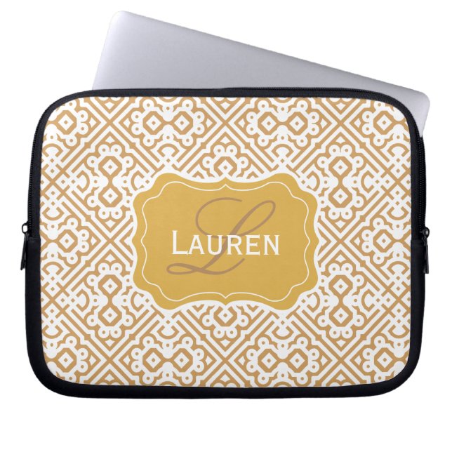 Kundengerechter Farbmonogramm-Marokkaner, TAN-Gold Laptopschutzhülle (Vorderseite)