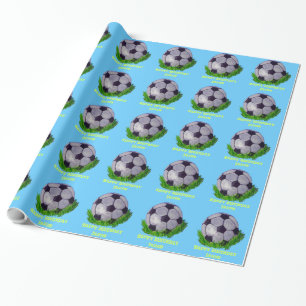 Kundengerechter Fußball auf Gras Geschenkpapier