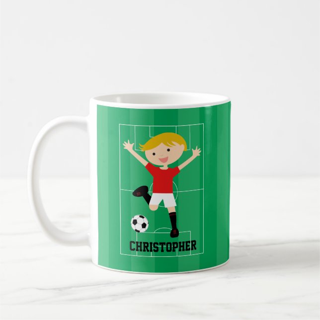 Kundengerechter Fußball-Junge 1 rot und weiß Kaffeetasse (Links)