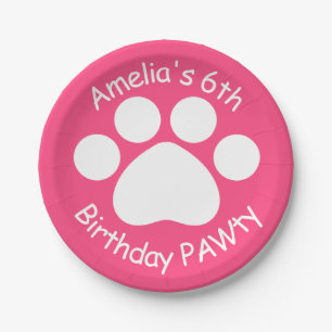 Kundengerechter Geburtstag PAWty - Rosa Pappteller