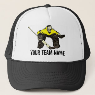 Kundengerechter gelber Hockey-Tormannteam-Namenhut Truckerkappe