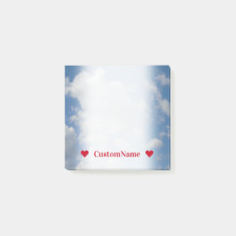 Kundengerechter Name + Weiße/graue Wolken und Post-it Klebezettel