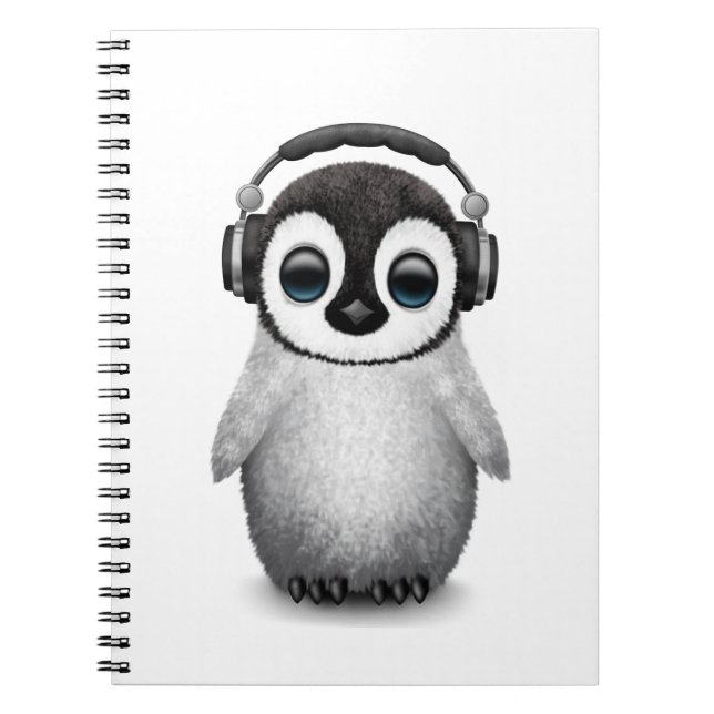 Kundengerechter niedlicher BabyPenguin DJ mit Notizblock (Vorderseite)