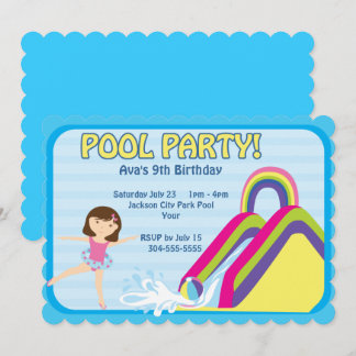 Kundengerechter Pool-Party-Geburtstag Einladung