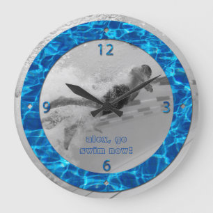 Kundengerechter Pool-Wasser-Foto-Rahmentief blauer Große Wanduhr