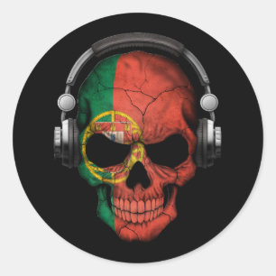 Kundengerechter Portugiese-DJ-Schädel mit Runder Aufkleber
