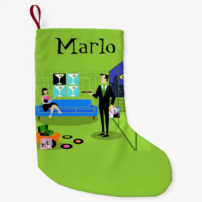 Kundengerechter Retro städtischer Kleiner Weihnachtsstrumpf (Vorderseite)