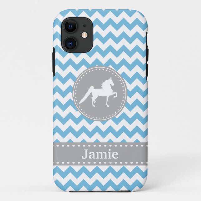 Kundengerechter Saddlebred blauer Zickzack iPhone Case-Mate iPhone Hülle (Rückseite)