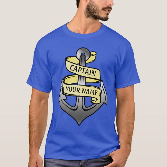 Kundengerechter Schiffs-Kapitän Ihr Namensanker T-Shirt (Vorderseite)