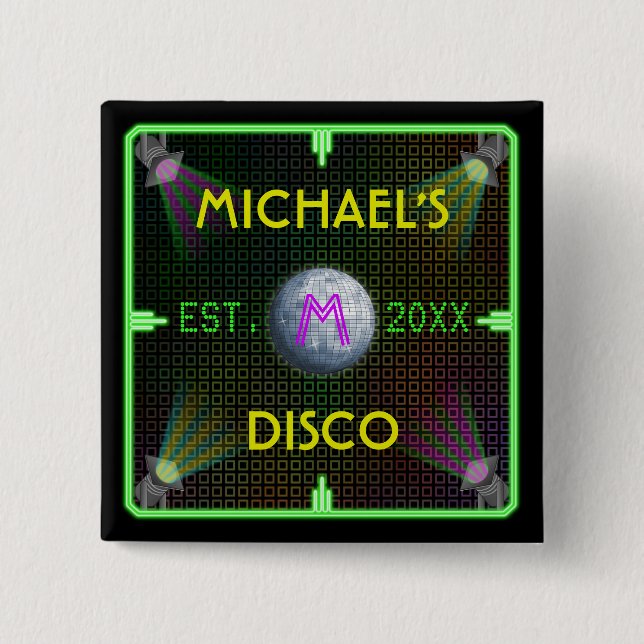 Kundengerechter Siebzigerjahre Disco-Ball Button (Vorderseite)