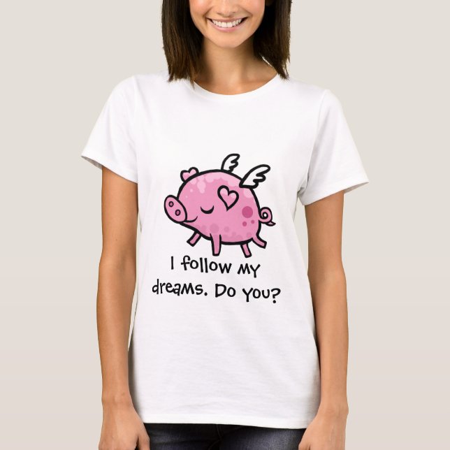 Kundengerechter Text des Cartoon-Fliegenschweins T-Shirt (Vorderseite)