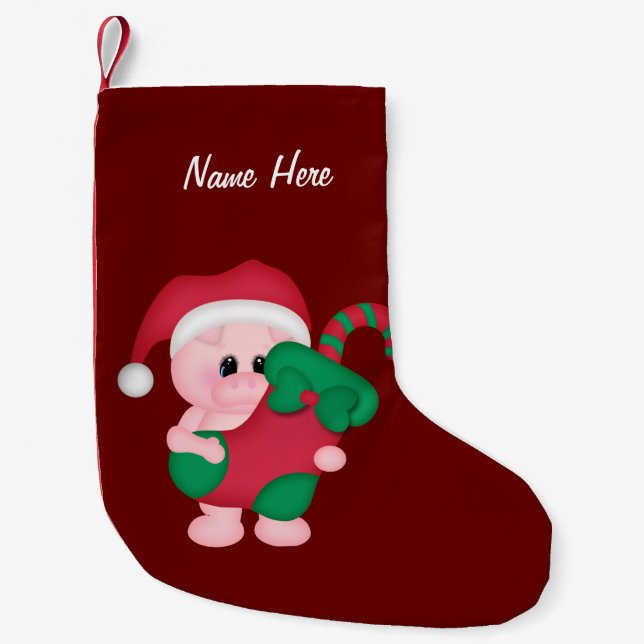 Kundengerechter Weihnachtsschwein-Strumpf Kleiner Weihnachtsstrumpf (Vorderseite)