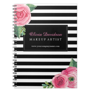 Kundengerechtes Chic-Rosa-Rosen-Anmerkungs-Buch Notizblock