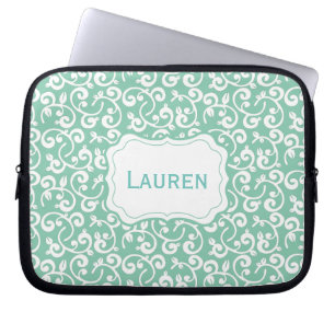 Kundengerechtes Farbmonogramm mit Blumen, Laptopschutzhülle